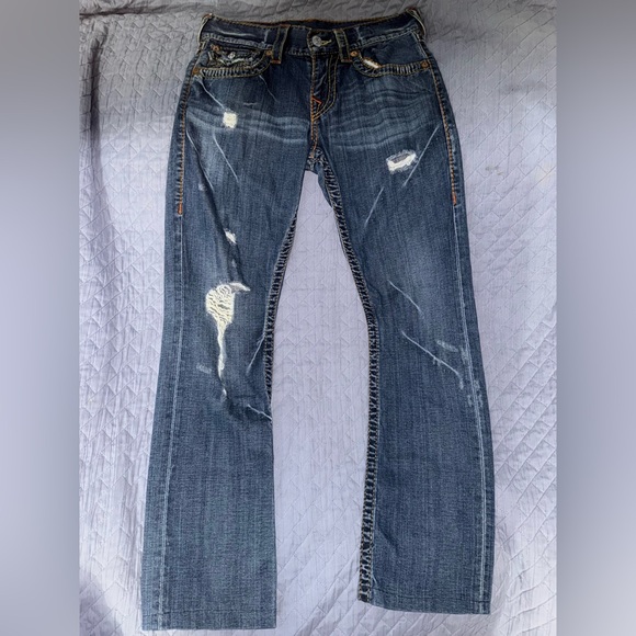 Men’s True Religion Big T Ricky Straight Jean Flap Size 28 &Pair of Aeropostale - Picture 1 of 14